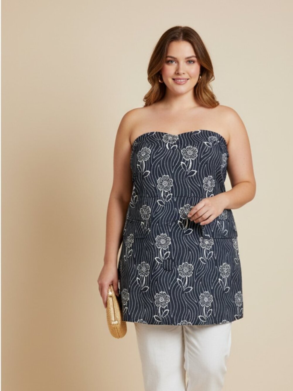 Tuckernuck Strapless Navy Floral Tunic